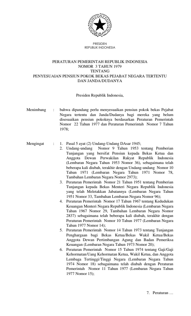 Peraturan Pemerintah Nomor 3 Tahun 1979