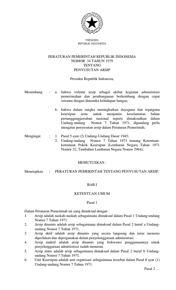 Peraturan Pemerintah Nomor 34 Tahun 1979