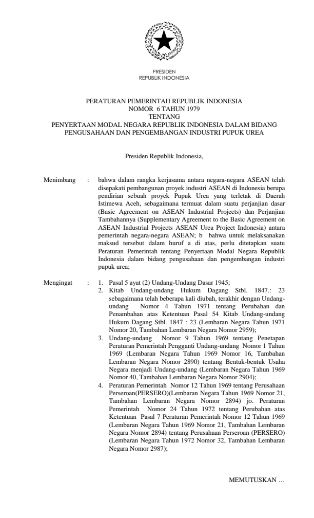 Peraturan Pemerintah Nomor 6 Tahun 1979