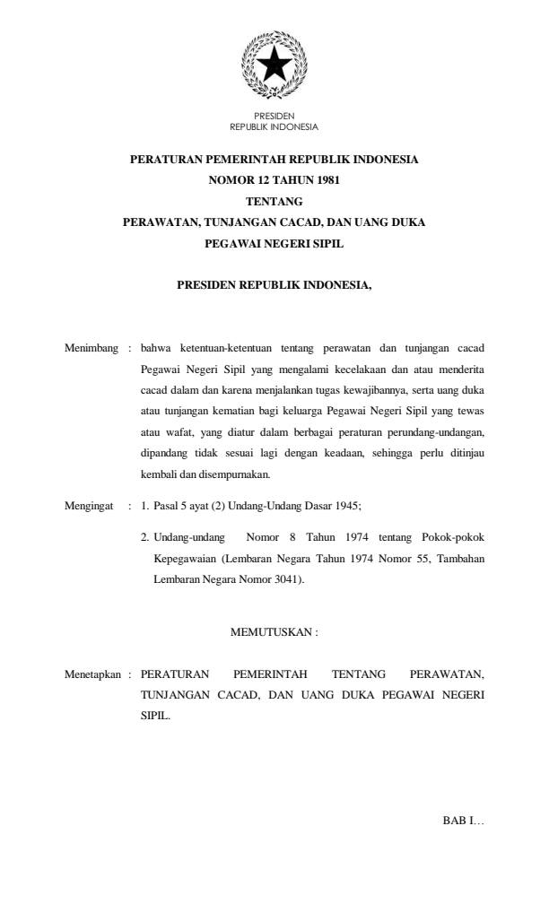 Peraturan Pemerintah Nomor 12 Tahun 1981