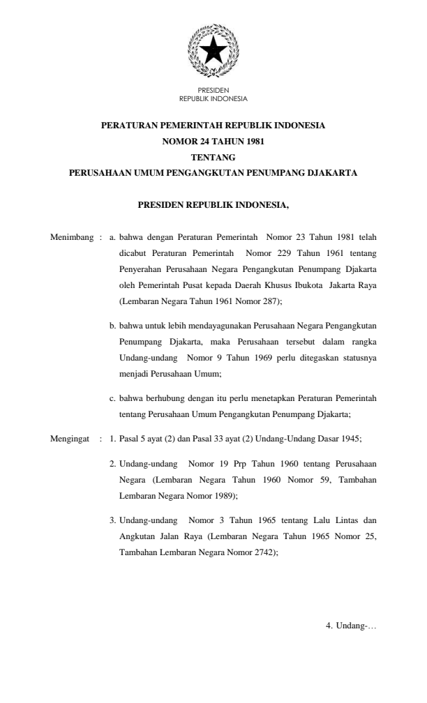 Peraturan Pemerintah Nomor 24 Tahun 1981