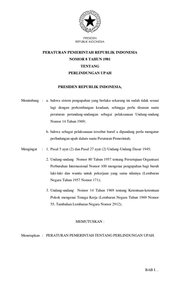 Peraturan Pemerintah Nomor 8 Tahun 1981