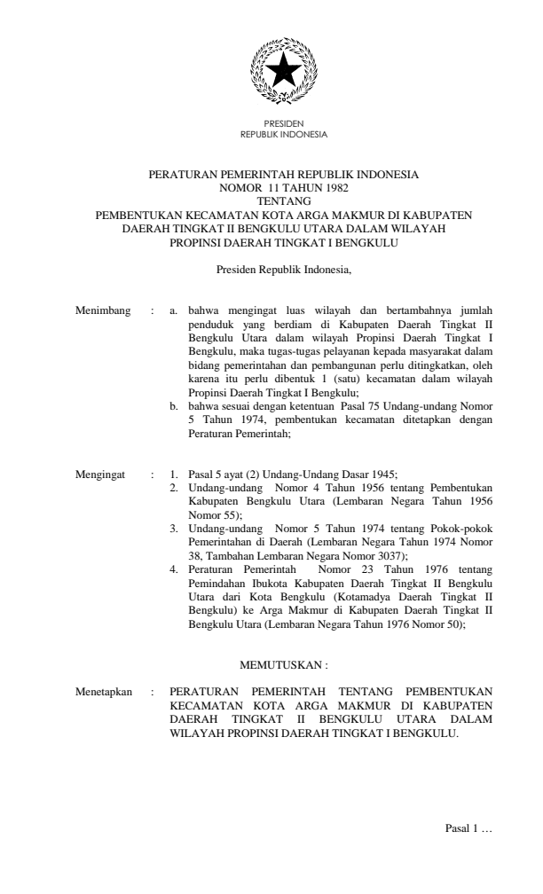 Peraturan Pemerintah Nomor 11 Tahun 1982