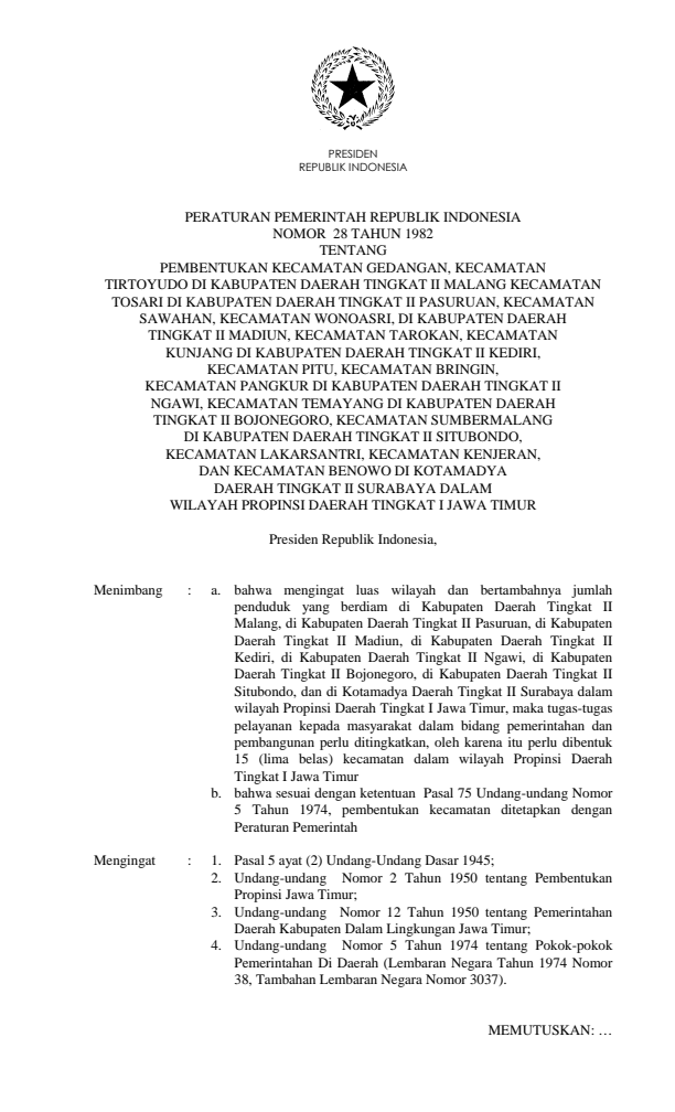 Peraturan Pemerintah Nomor 28 Tahun 1982