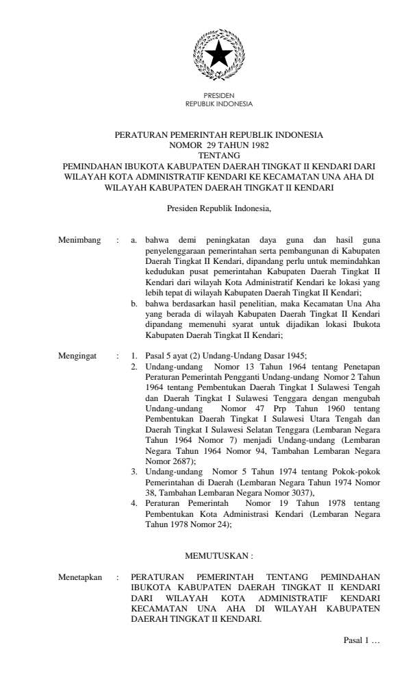 Peraturan Pemerintah Nomor 29 Tahun 1982