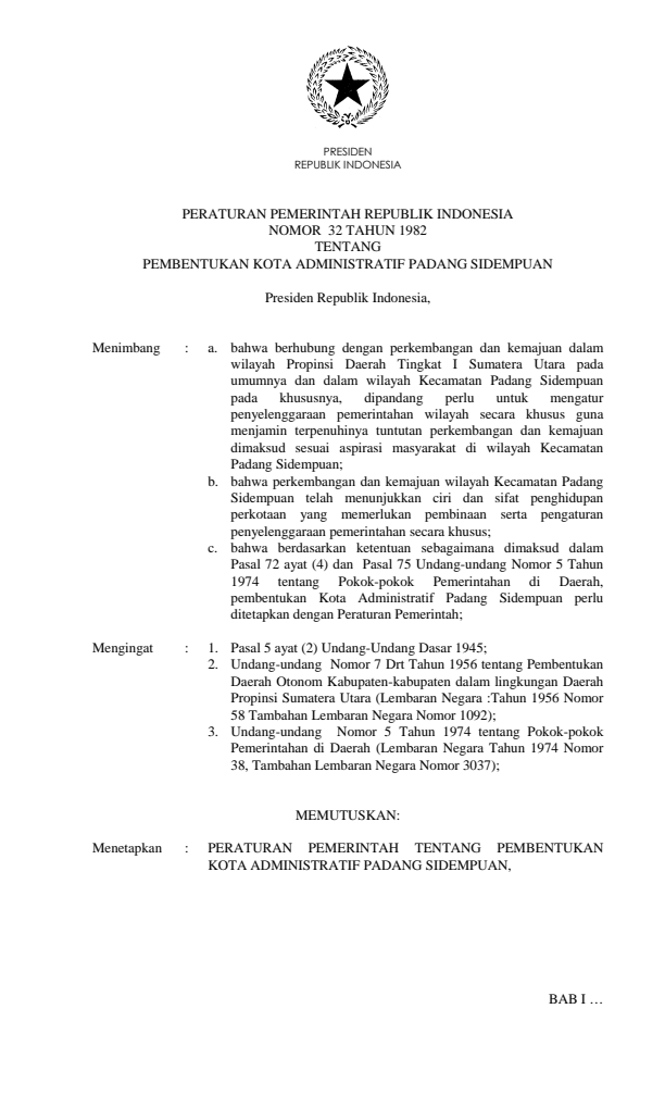 Peraturan Pemerintah Nomor 32 Tahun 1982