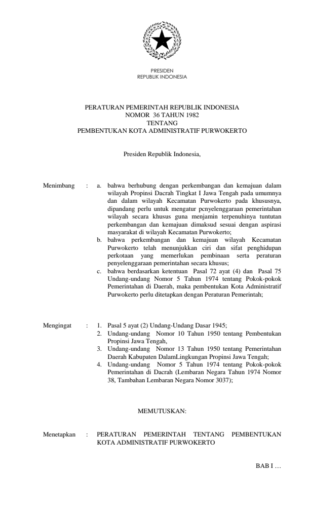 Peraturan Pemerintah Nomor 36 Tahun 1982