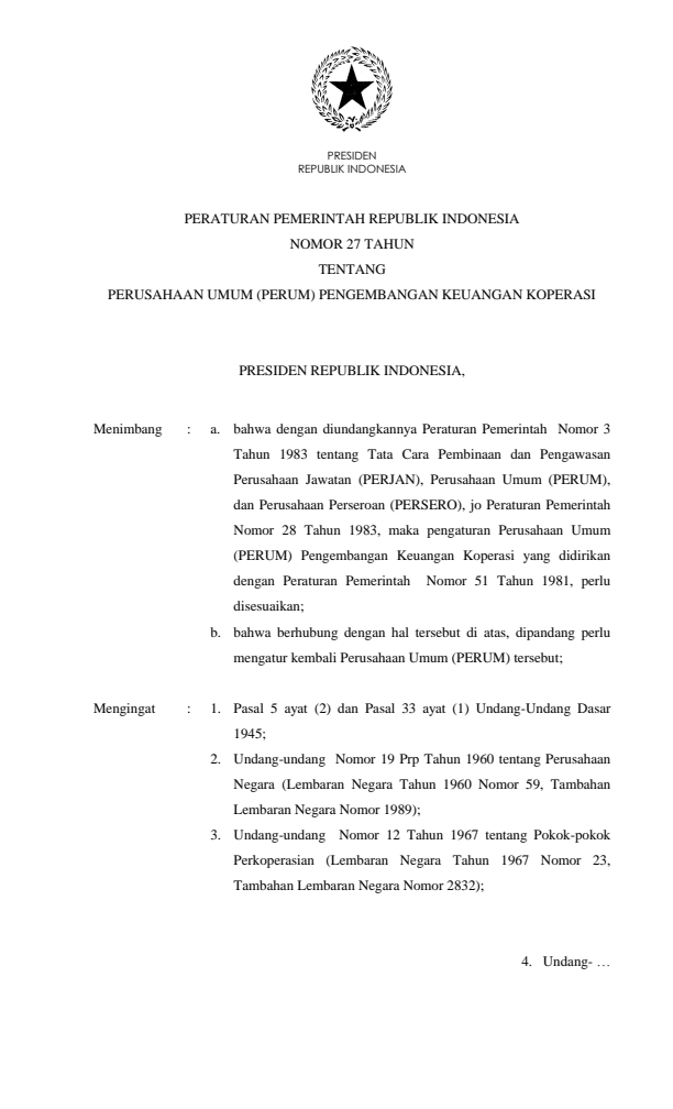 Peraturan Pemerintah Nomor 27 Tahun 1985