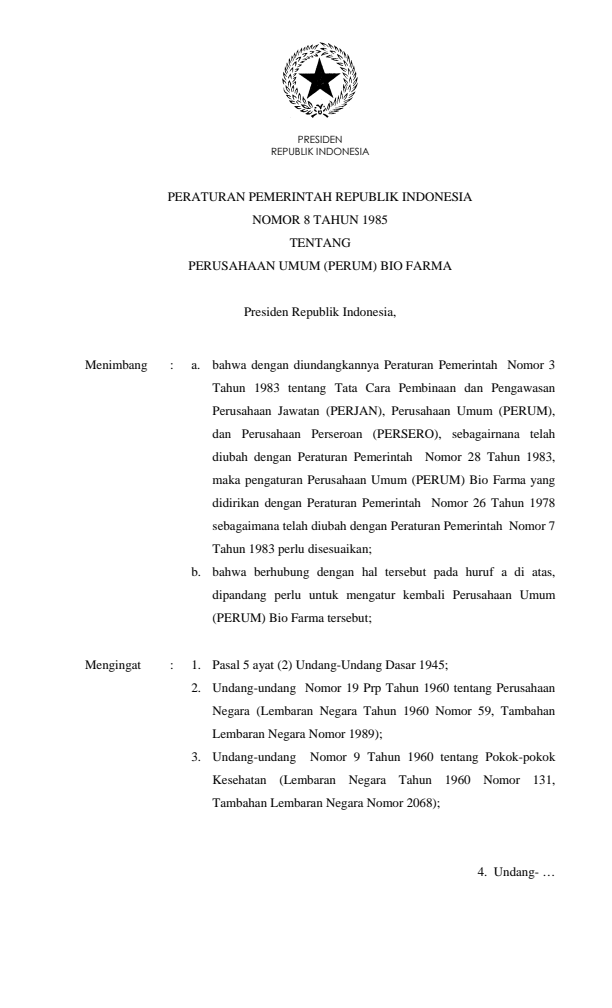 Peraturan Pemerintah Nomor 8 Tahun 1985