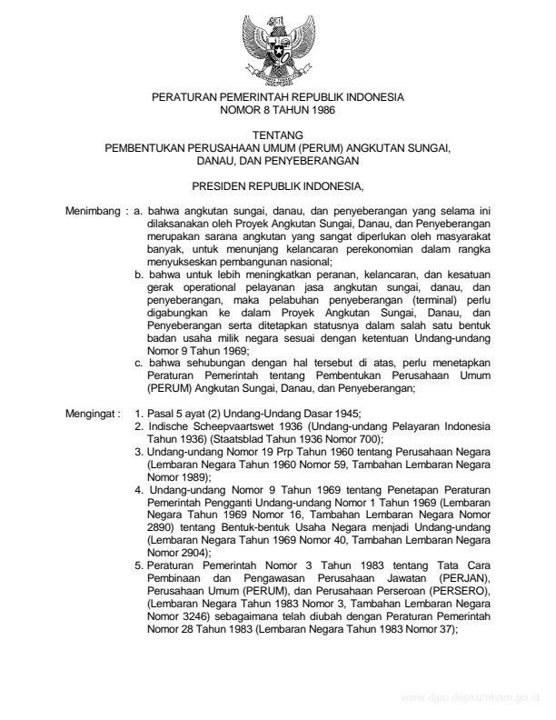 Peraturan Pemerintah Nomor 8 Tahun 1986