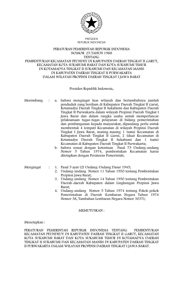 Peraturan Pemerintah Nomor 25 Tahun 1988