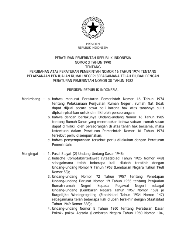 Peraturan Pemerintah Nomor 3 Tahun 1990