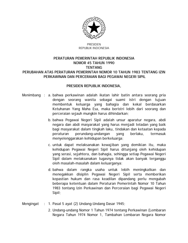 Peraturan Pemerintah Nomor 45 Tahun 1990