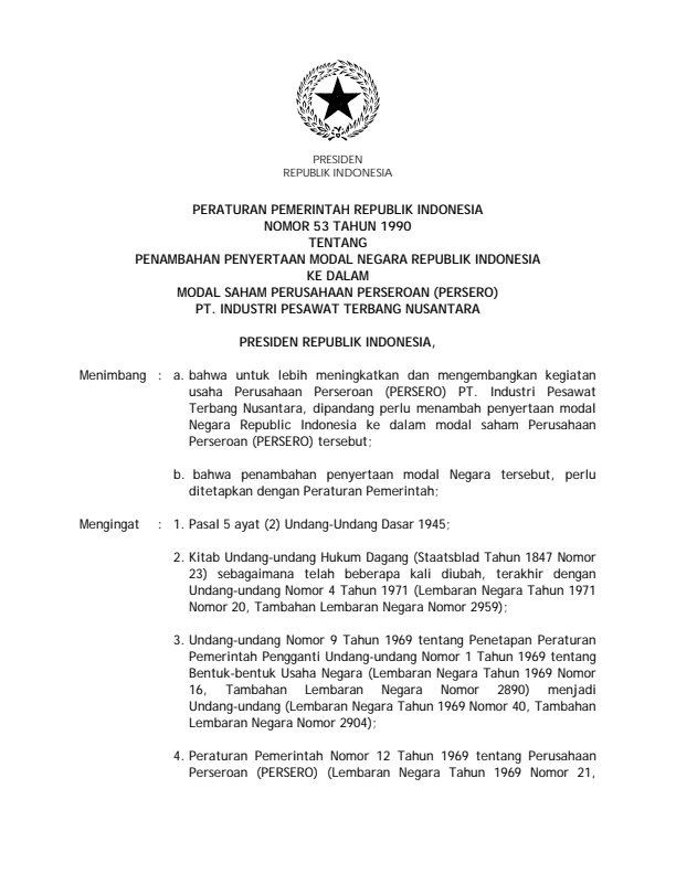 Peraturan Pemerintah Nomor 53 Tahun 1990