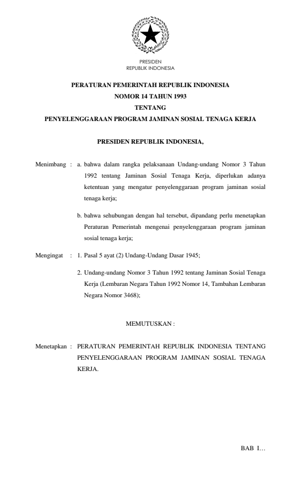 Peraturan Pemerintah Nomor 14 Tahun 1993