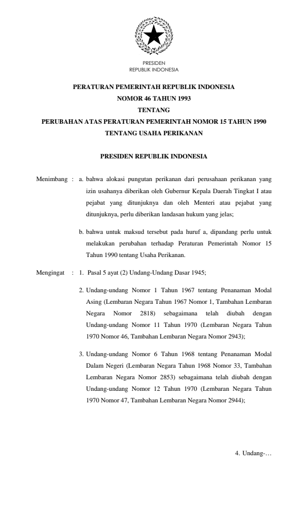 Peraturan Pemerintah Nomor 46 Tahun 1993