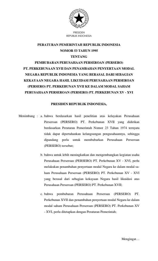 Peraturan Pemerintah Nomor 53 Tahun 1993