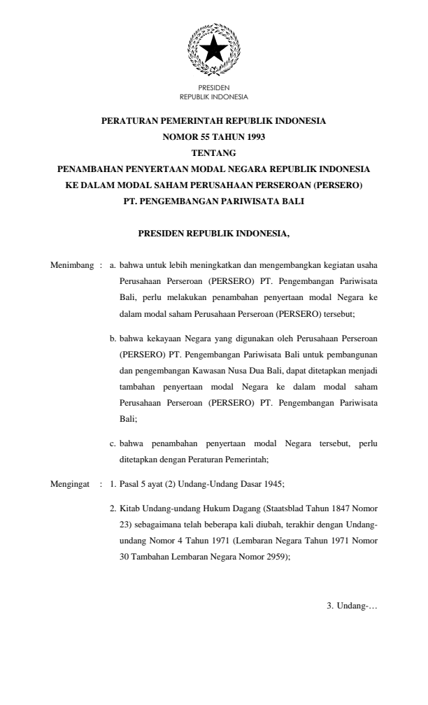 Peraturan Pemerintah Nomor 55 Tahun 1993