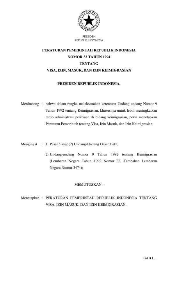 Peraturan Pemerintah Nomor 32 Tahun 1994