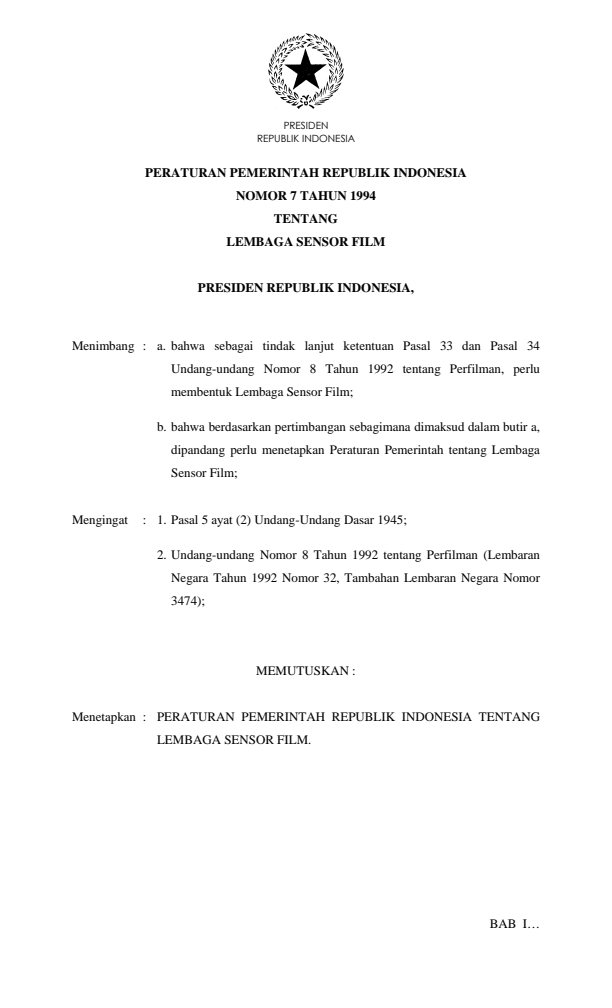 Peraturan Pemerintah Nomor 7 Tahun 1994