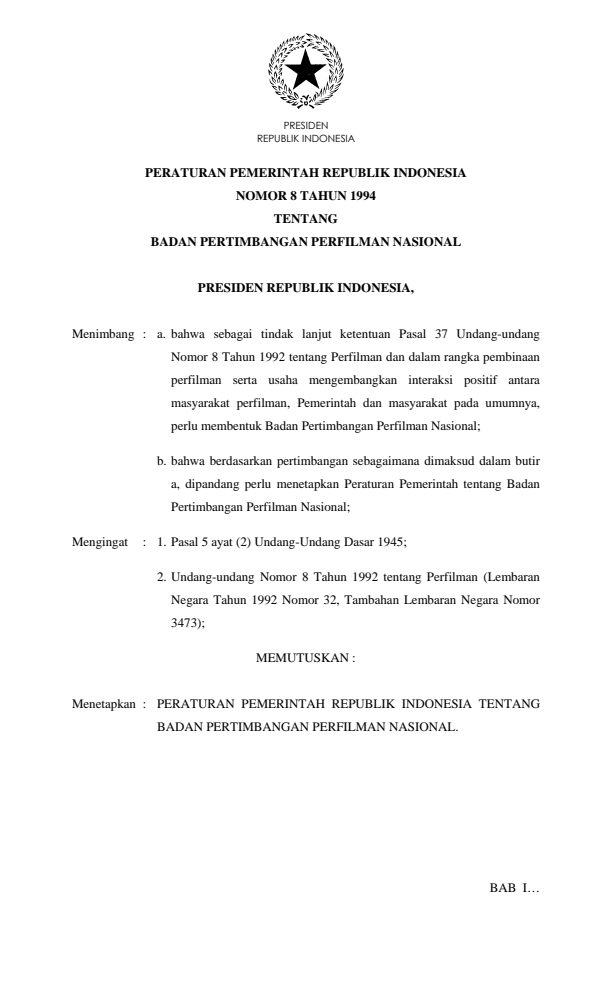 Peraturan Pemerintah Nomor 8 Tahun 1994