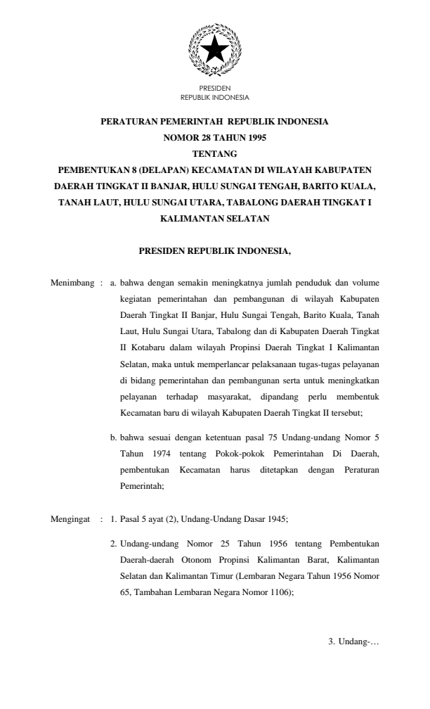 Peraturan Pemerintah Nomor 28 Tahun 1995