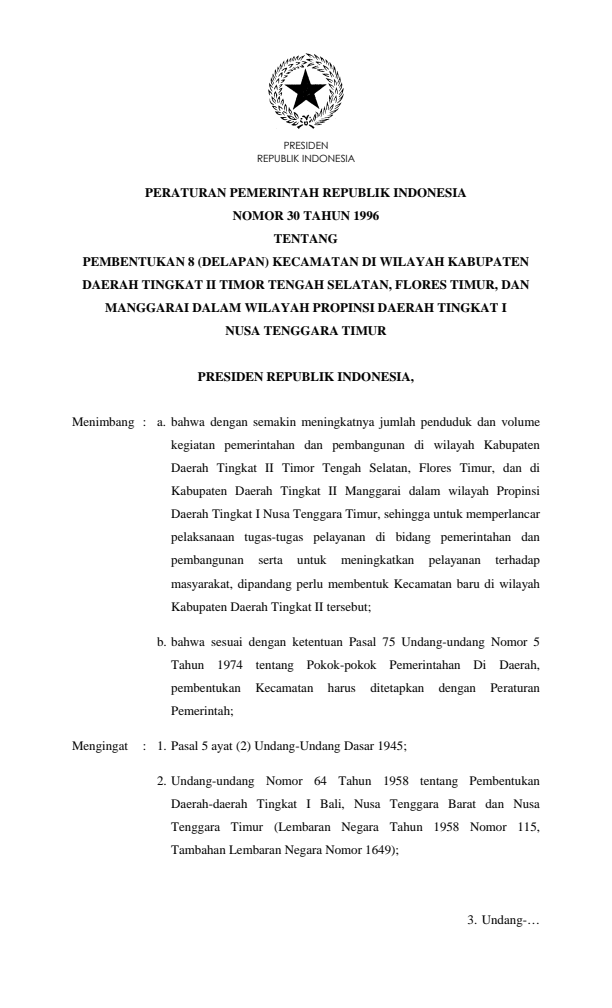 Peraturan Pemerintah Nomor 30 Tahun 1996