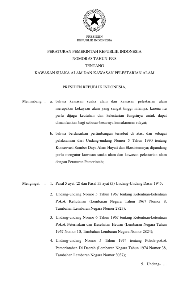 Peraturan Pemerintah Nomor 68 Tahun 1998