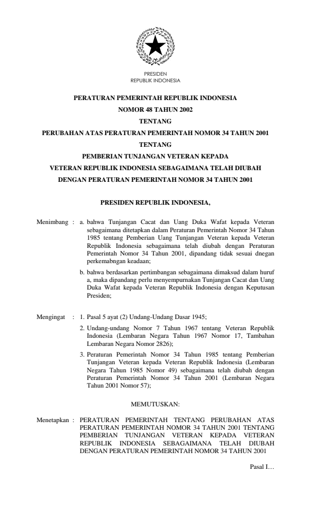 Peraturan Pemerintah Nomor 48 Tahun 2002