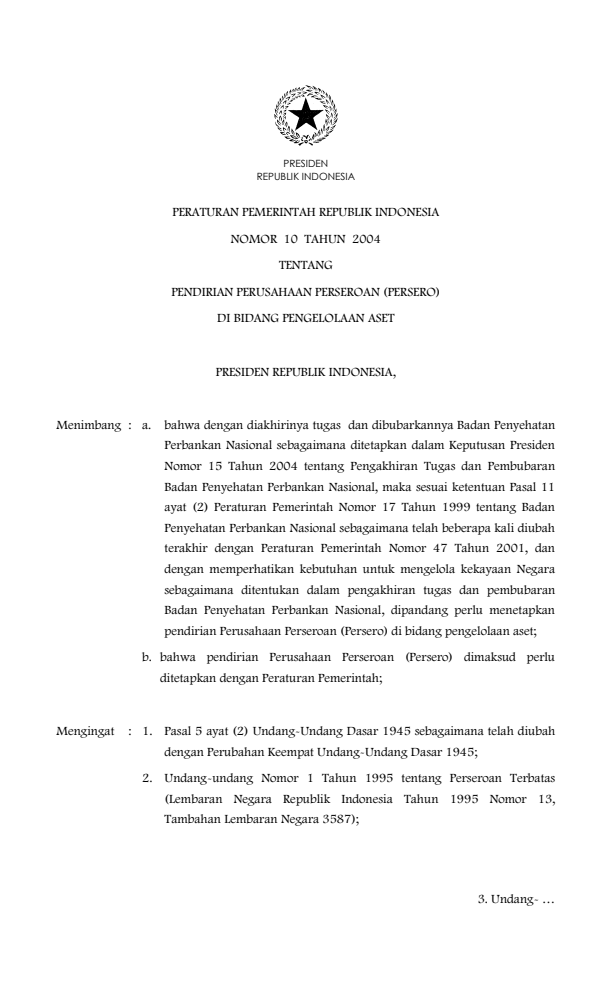 Peraturan Pemerintah Nomor 10 Tahun 2004