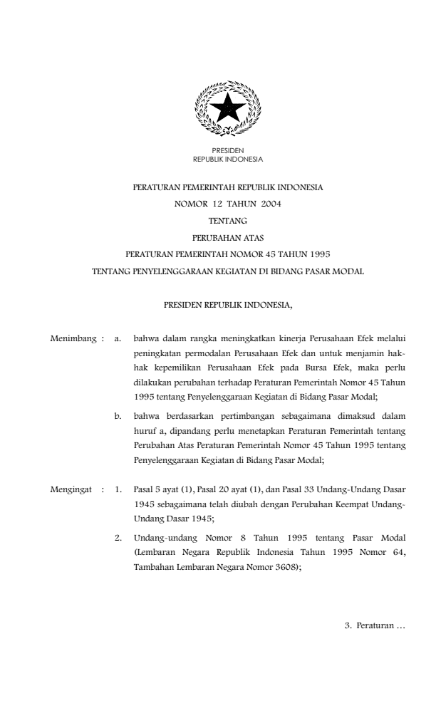 Peraturan Pemerintah Nomor 12 Tahun 2004