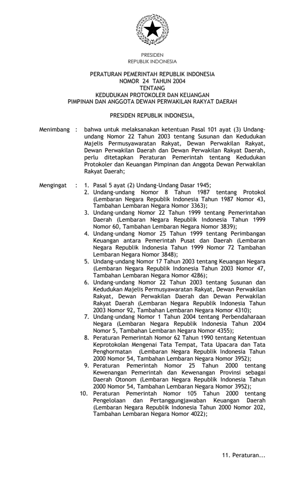 Peraturan Pemerintah Nomor 24 Tahun 2004