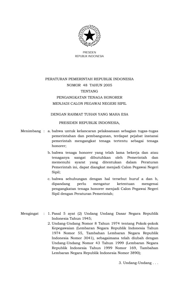 Peraturan Pemerintah Nomor 48 Tahun 2005