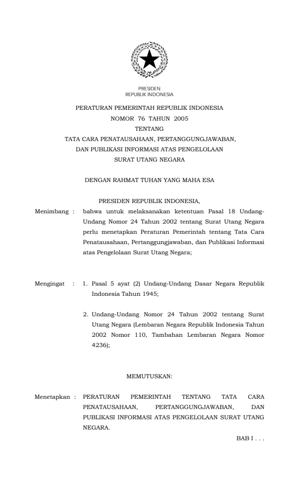 Peraturan Pemerintah Nomor 76 Tahun 2005