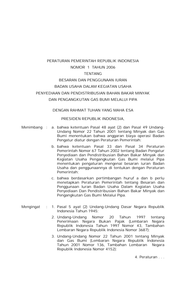 Peraturan Pemerintah Nomor 1 Tahun 2006