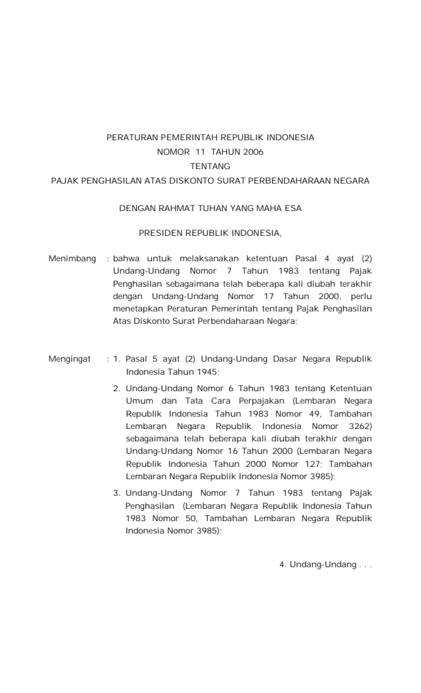 Peraturan Pemerintah Nomor 11 Tahun 2006