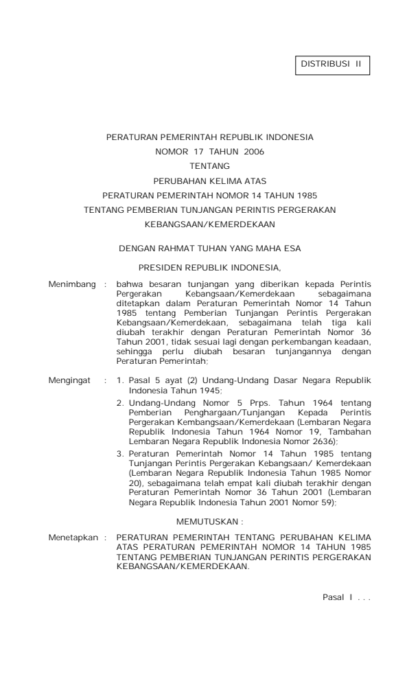 Peraturan Pemerintah Nomor 17 Tahun 2006