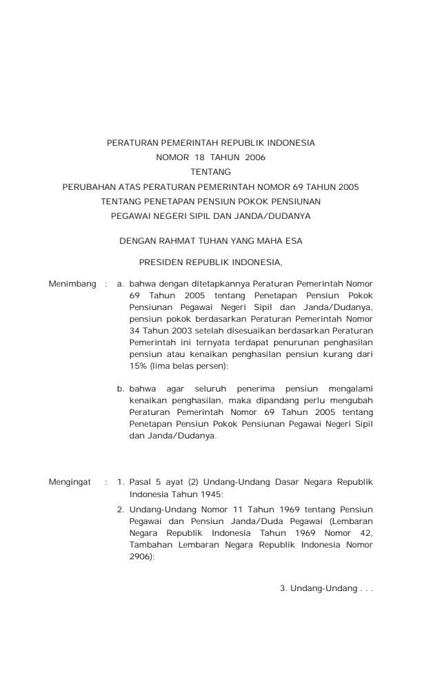 Peraturan Pemerintah Nomor 18 Tahun 2006