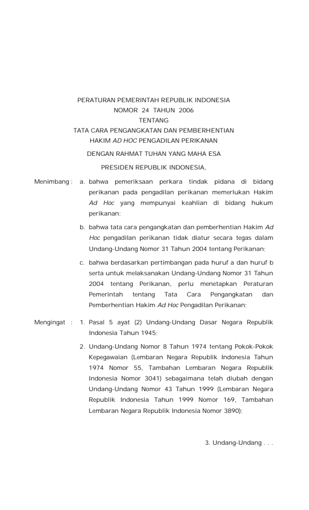 Peraturan Pemerintah Nomor 24 Tahun 2006