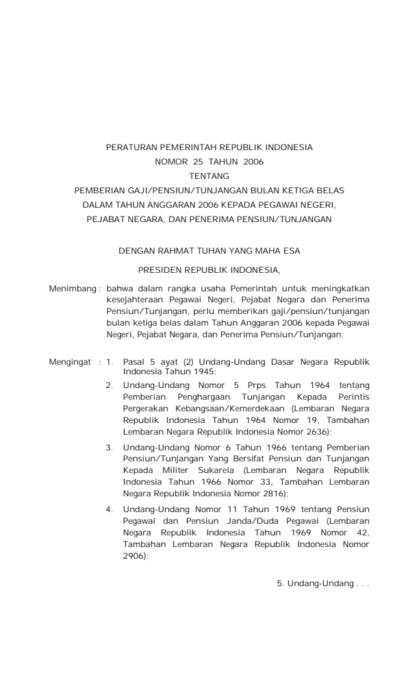 Peraturan Pemerintah Nomor 25 Tahun 2006