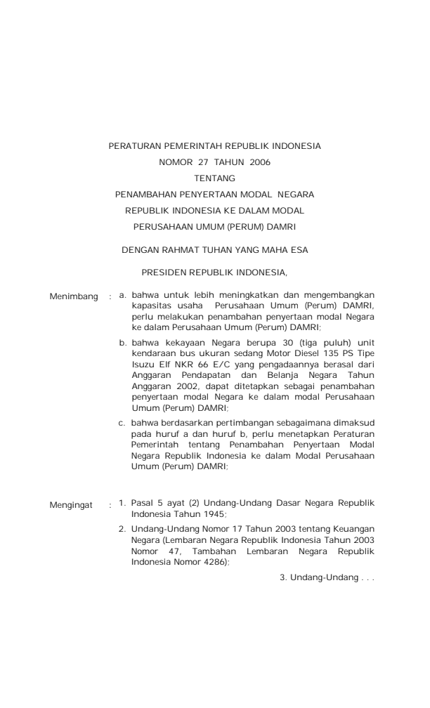 Peraturan Pemerintah Nomor 27 Tahun 2006