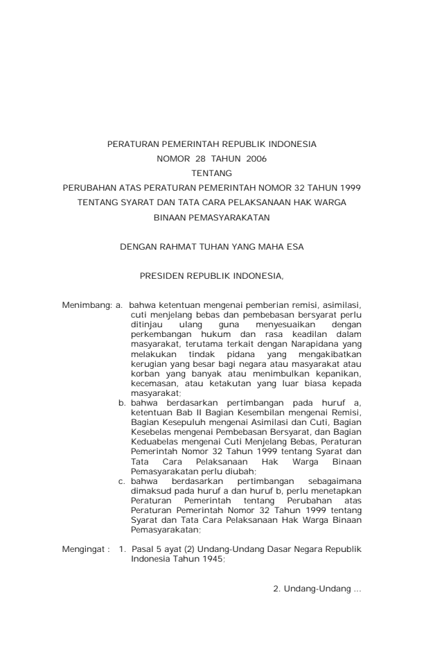 Peraturan Pemerintah Nomor 28 Tahun 2006