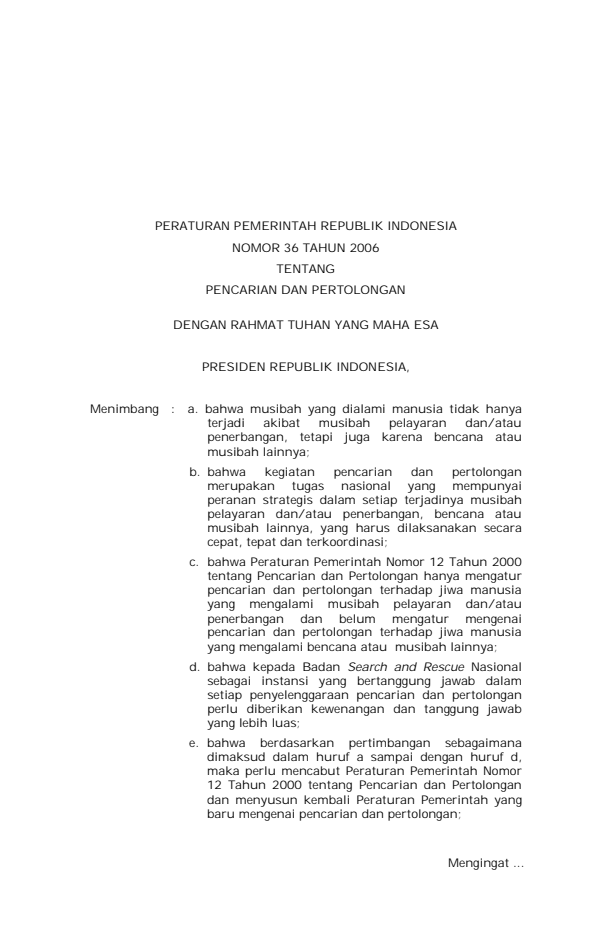 Peraturan Pemerintah Nomor 36 Tahun 2006