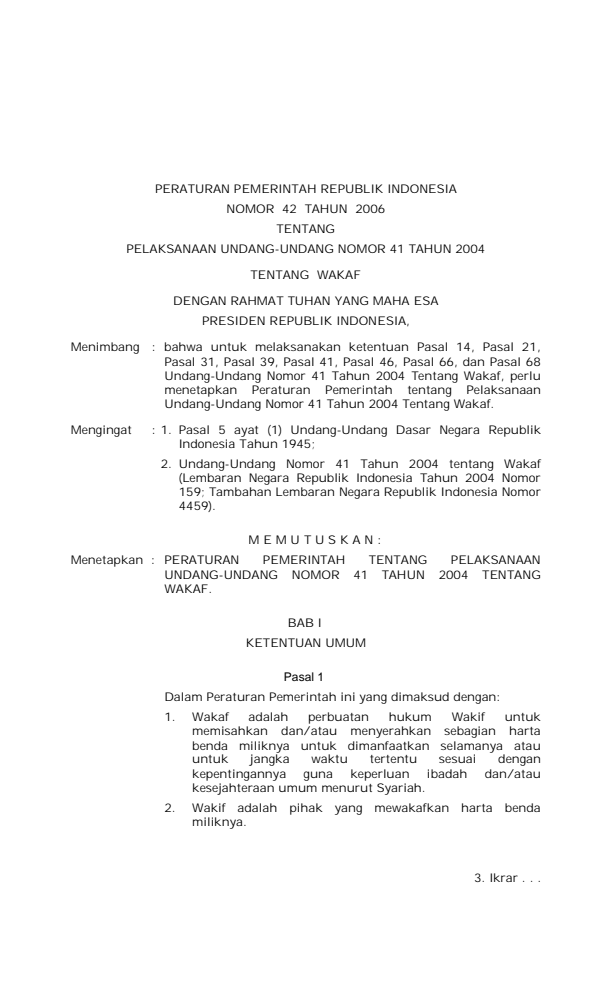 Peraturan Pemerintah Nomor 42 Tahun 2006