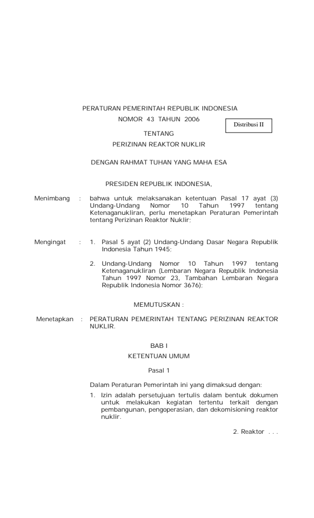 Peraturan Pemerintah Nomor 43 Tahun 2006