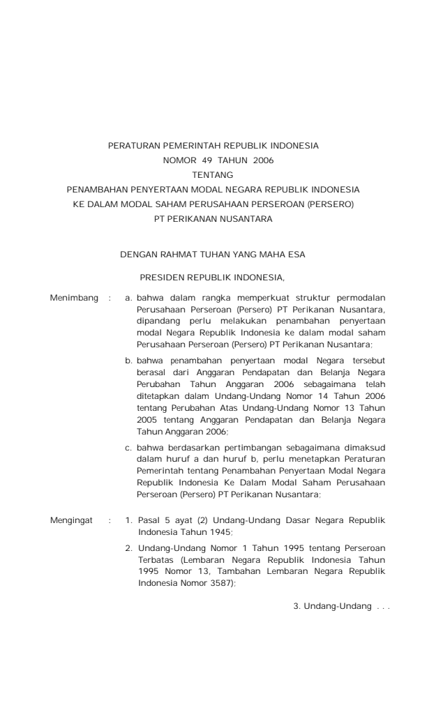 Peraturan Pemerintah Nomor 49 Tahun 2006