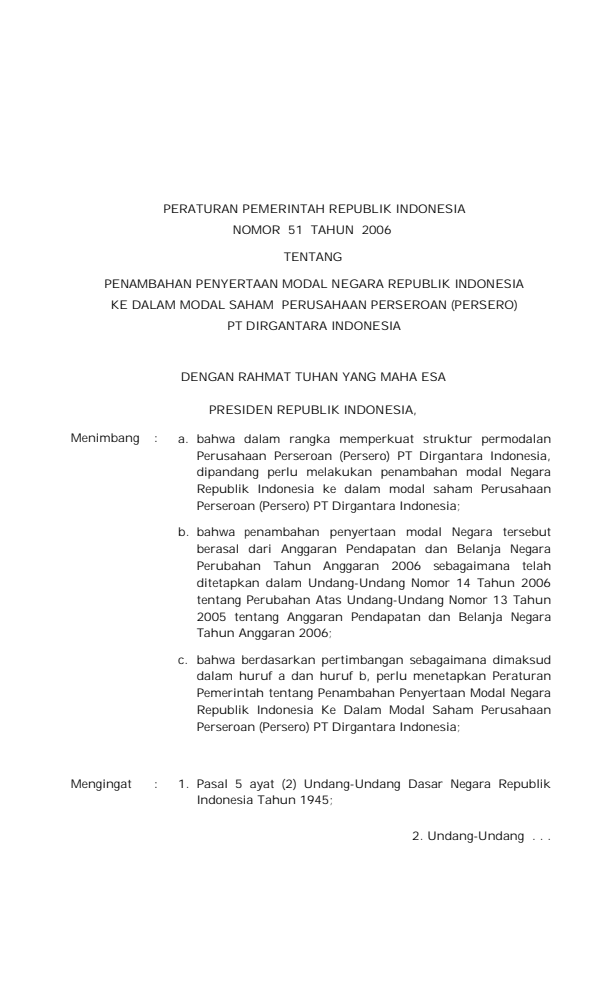 Peraturan Pemerintah Nomor 51 Tahun 2006