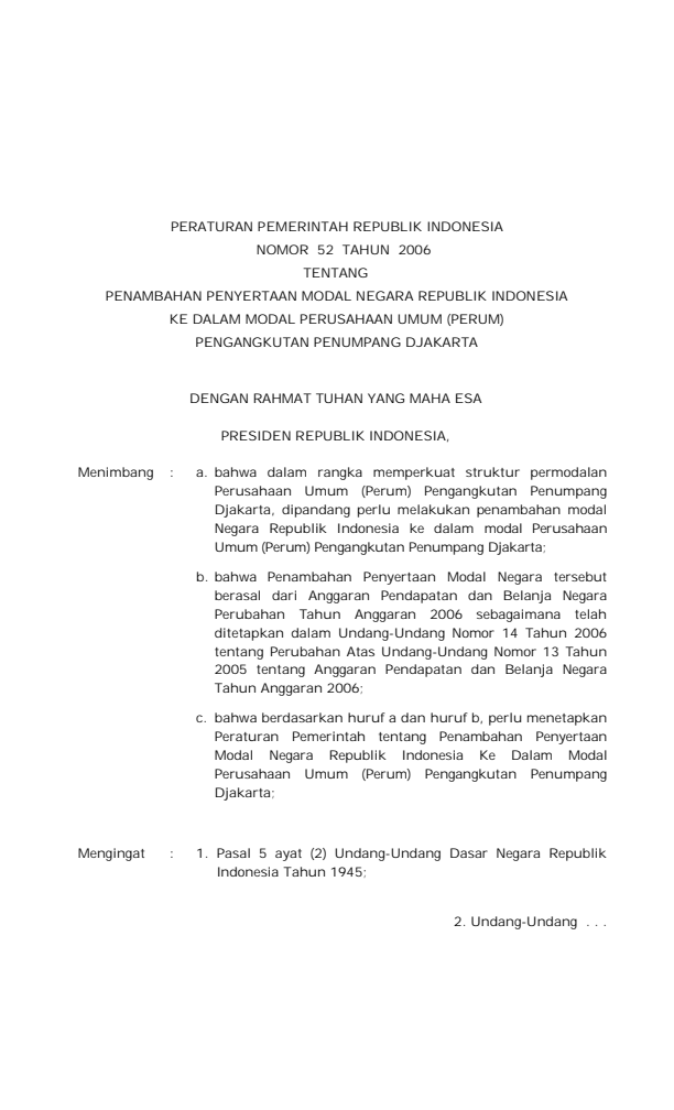 Peraturan Pemerintah Nomor 52 Tahun 2006