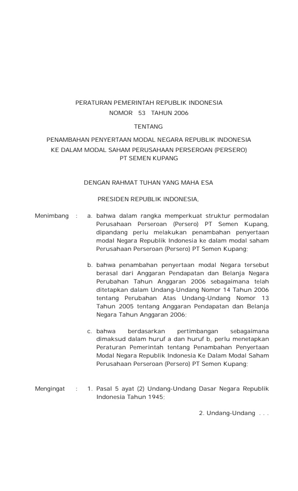 Peraturan Pemerintah Nomor 53 Tahun 2006