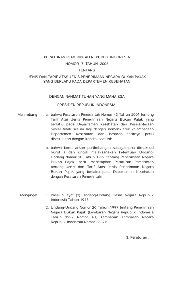 Peraturan Pemerintah Nomor 7 Tahun 2006